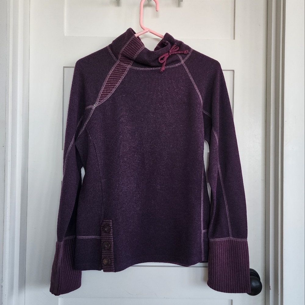 Prana Purple Cowl Neck Sweater